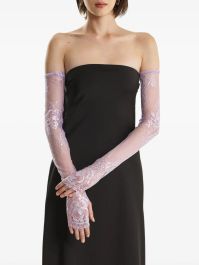 2310 studio handschoenen met afwerking met bloemen - paars - Paars