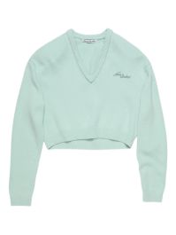 Acne studios sweater met geborduurd logo en v-hals - groen
