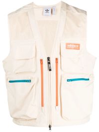 Adidas gilet met contrasterende rits - beige