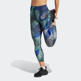 Adidas women's adizero all over print running tights - black/lucid blue