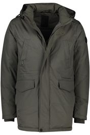 Airforce winterjas grijs effen rits + knoop slim fit waterafstotend