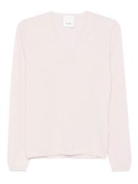 Allude trui met v-hals en lange mouwen - roze