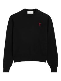 Ami paris wollen trui met geborduurd logo - zwart