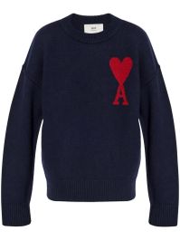 Ami paris wollen trui met logo - blauw