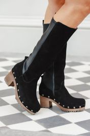 Angelika suede clog laarzen in zwart