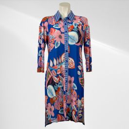 Angelle milan – travelkleding voor dames – blauw/roze jurk – ademend – kreukherstellend – duurzame jurk - in 5 maten