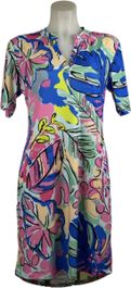 Angelle milan – travelkleding voor dames – blauw/roze jurk – ademend – kreukvrij – duurzame jurk - in 5 maten! - maat s