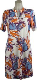 Angelle milan – travelkleding voor dames – blauw/roze jurk – ademend – kreukvrij – duurzame jurk - in 5 maten! - maat xxl