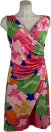 Angelle milan – travelkleding voor dames – multikleur bloemen geplooide mouwloze jurk – ademend – kreukvrij – duurzame jurk - in 5 maten! - maat s