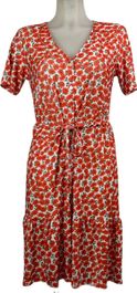 Angelle milan – travelkleding voor dames – rode bloemenjurk met strik – ademend – kreukherstellend – duurzame jurk - in 4 maten - maat m