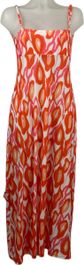 Angelle milan – travelkleding voor dames – roze/oranje/rood lange jurk met bandjes – ademend – kreukherstellend – duurzame jurk - in 5 maten - maat l