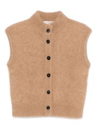 Antonelli vest met knopen en hoge hals - beige
