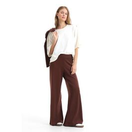 Anytime jersey wide leg pantalon bruin