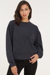 Anytime sweater met acid wassing zwart