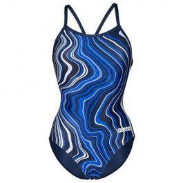 Arena - women's lightdrop back marbled - badpak maat 34, blauw