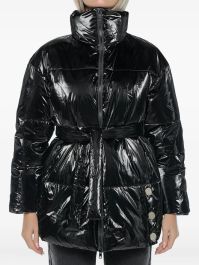 Armani exchange donsjack met hoge hals en ceintuur - zwart