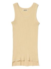 Auralee geribbelde tanktop - beige