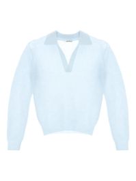 Auralee top met v-hals - blauw
