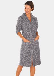 Badjas met ritssluiting en platte kraag - grijs - gr. 38 van goldner fashion
