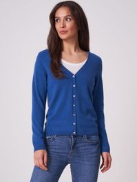 Basic fijngebreid vest met v-hals van biologisch cashmere
