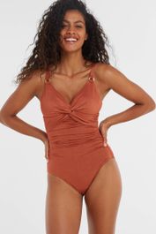 Beachwave corrigerend badpak met lurex brique