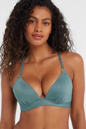Beachwave voorgevormde beugel bikinitop met lurex blauw