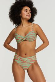 Beachwave voorgevormde halter bikinitop met zebraprint groen/rood