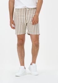 Beige cast iron korte broek chino shorts linen stripe