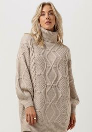 Beige object coltrui kamma cable rollneck tunic