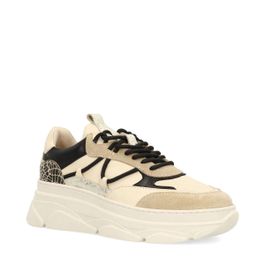 Beige sneakers met animal print details