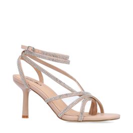 Beige strass sandalen met hak