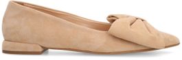 Beige suède loafers met strik