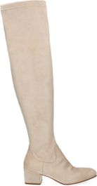 Beige suèdine overknee laarzen