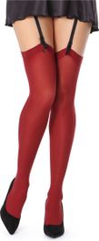 Bellivalini dames hold-up kousen - 40 denier - licht glanzend - polyamide - blv-fi-1006 - burgundy - xs-s