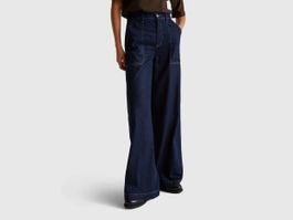 Benetton, wide-leg jeans with pockets, size: 34, blue, women