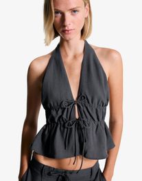 Bershka haltertop dames l grijs
