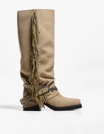 Bershka platte laarzen met slobkousen en kwastjes dames 37 zand