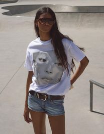 Bershka t-shirt jennie met korte mouw dames xxs gebroken wit