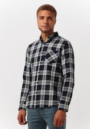 Blauwe butcher of blue casual overhemd robbins mid check shirt