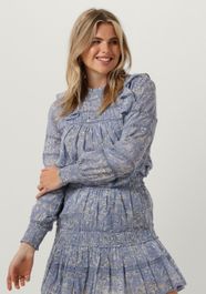 Blauwe neo noir blouse harmon s stencil flower blouse