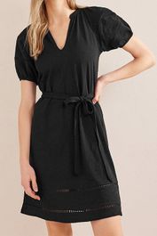 Boden trim detail jersey dress black maat: 8r | mini jurken outlet | dames | zwart