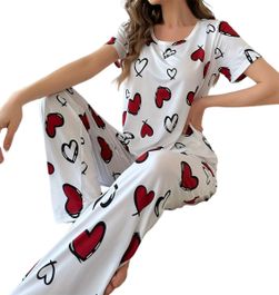 Boncy® pyjama set dames hart - pyama nachtkleding volwassenen - pyjamabroek meisje - maat m