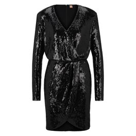 Boss epalleta dress voor dames in zwart