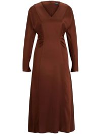Boss midi-jurk met v-hals - bruin