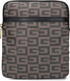 Bruine guess schoudertas escape top zip crossbody flat