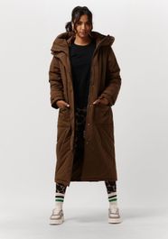 Bruine object gewatteerde jas katie long coat