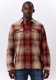 Bruine pme legend casual overhemd long sleeve shirt ctn yd slub check