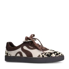 Bruine suède cow print sneakers