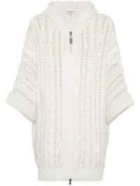 Brunello cucinelli kabelgebreid vest - wit