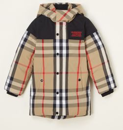 Burberry chrissy gewatteerde jas met donsvulling en afneembare capuchon - maat 152